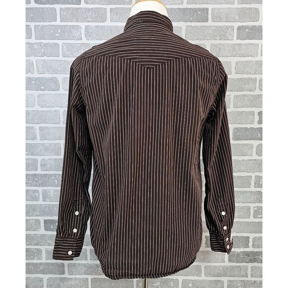 Company 81 Shirt Men's Large Brown White Striped Pearlsnap Western Cowboy Casual - Picture 2 of 13